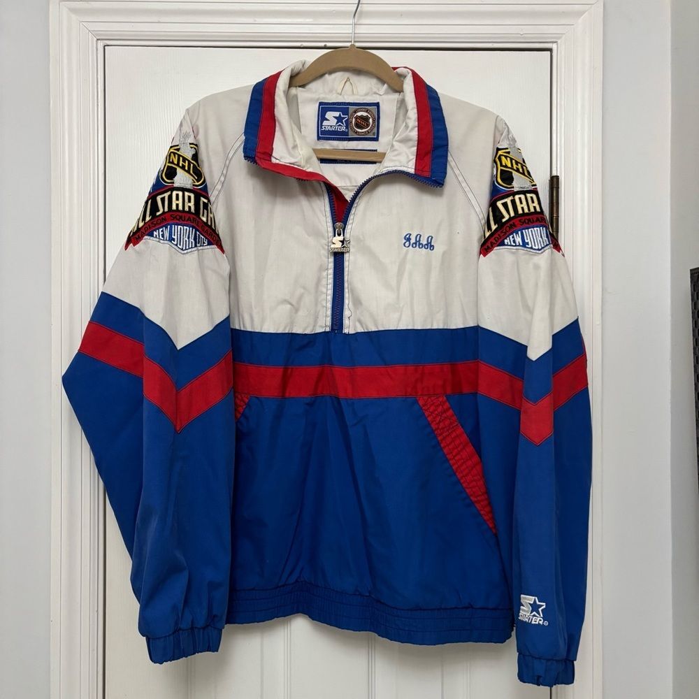 Vintage Starter NHL All-Star Game 1994 Pullover Jacket Blue Red White Size M